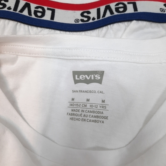 Levi's Crop Top Puff Sleeve with Red, White, & Blue Tee Shirt Size Medium Women - Picture 7 of 9